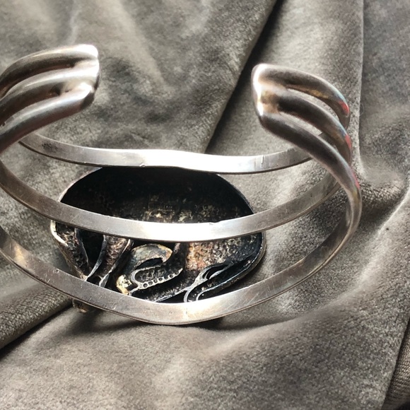 Artisan Sterling Silver And Amethyst Leopard Cat Cuff - Picture 4 of 6